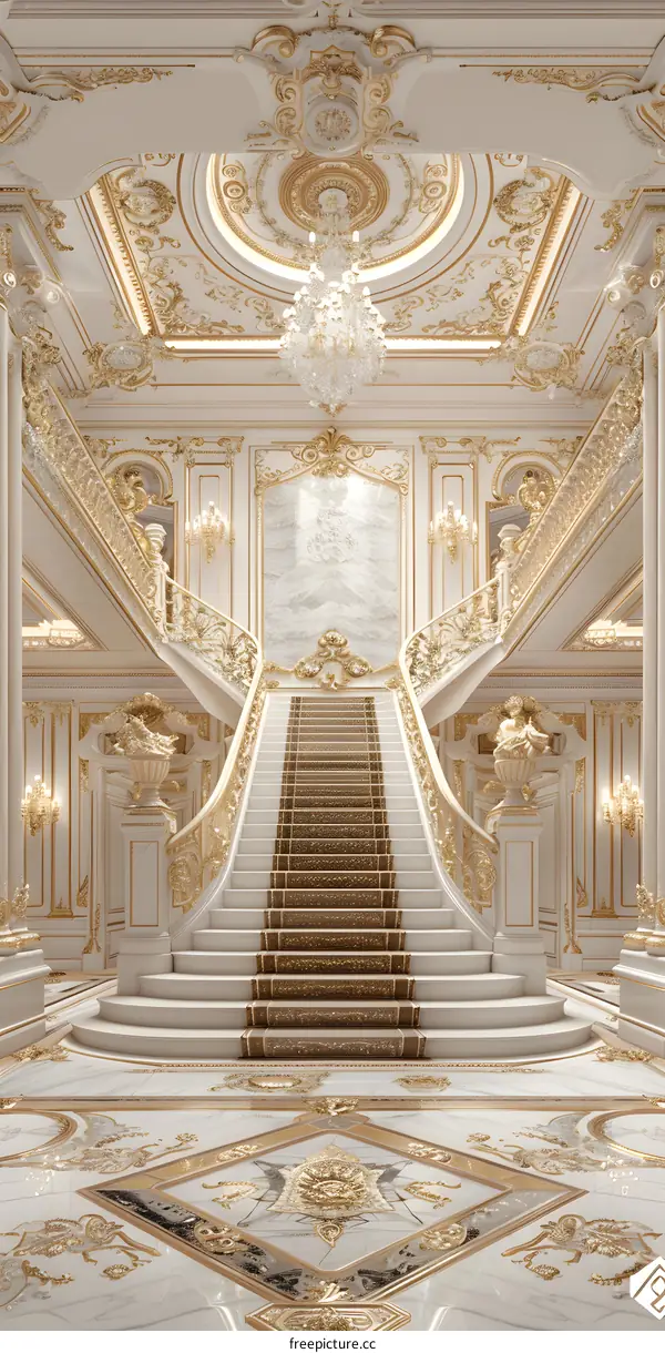 ornate hallway with marble and gold