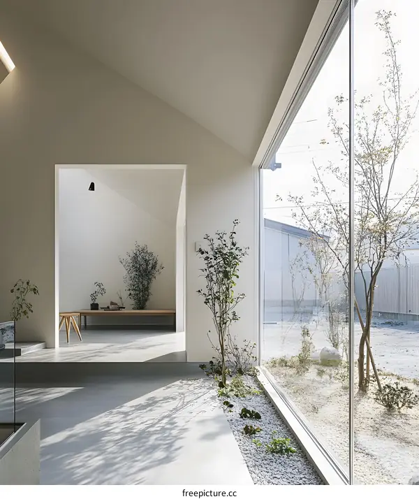 Minimalist Japanese Home Interior Design With Large Window And Natural Light