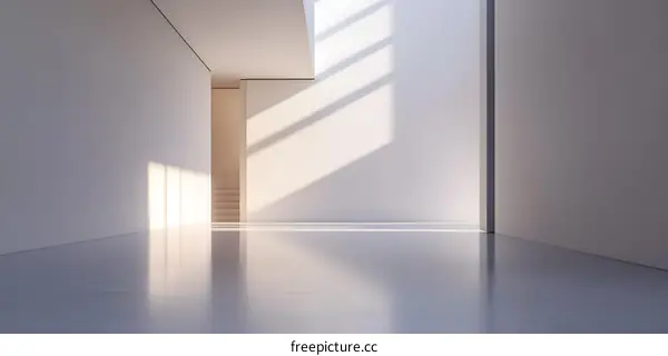 Minimalist White Room Interior Design With Sunlight