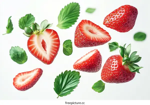 Fresh Strawberries in Motion