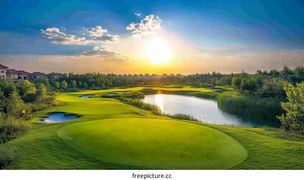 Beautiful Golf Course at Sunset
