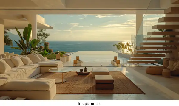 Modern minimalist villa with infinity pool and amazing sea view