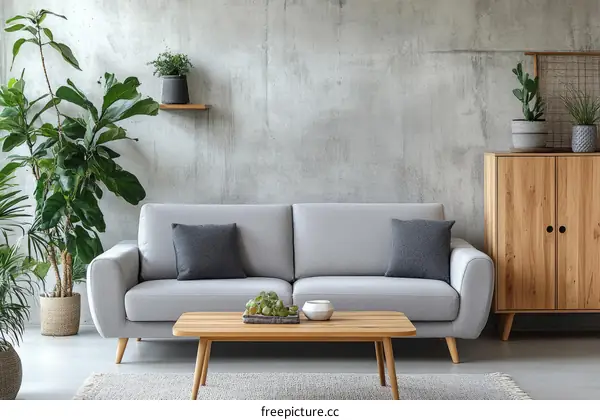 Modern Living Room Interior Design with Greenery