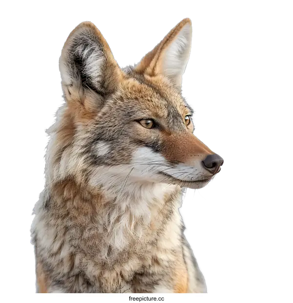[Transparent Background PNG]Coyote Portrait on White Background
