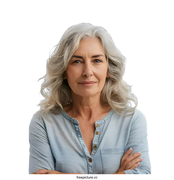 [Transparent Background PNG]portrait of a beautiful senior woman