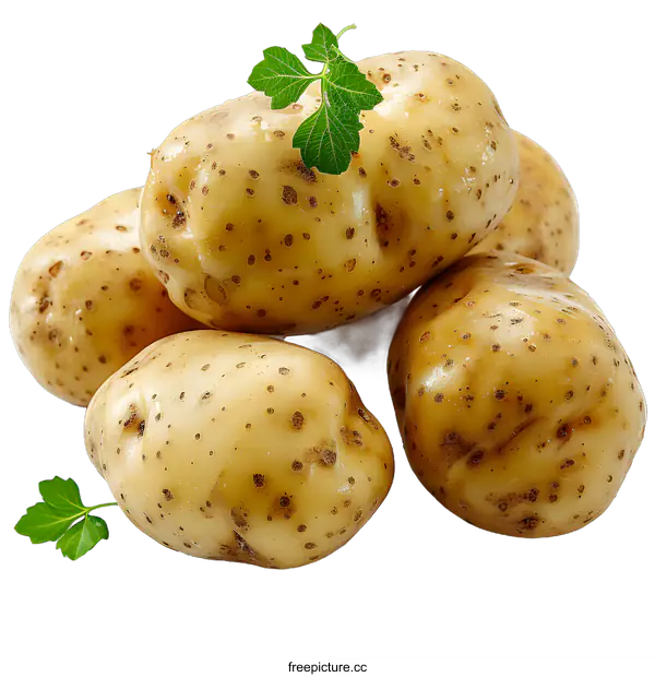 [Transparent Background PNG]Fresh potatoes isolated on white