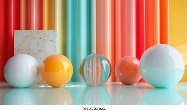 3D rendering of colorful geometric shapes