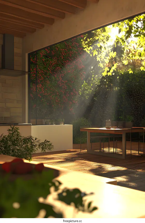 Modern Kitchen Design with Patio View