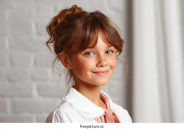 Portrait of a Caucasian Girl with a Smile