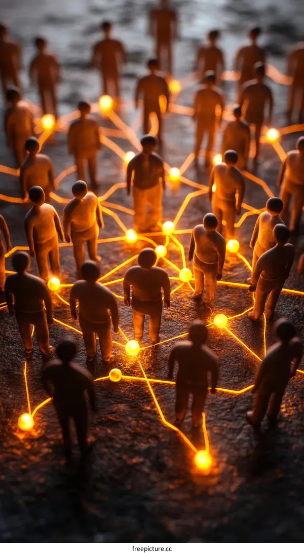 Global Network of People Connected by Light