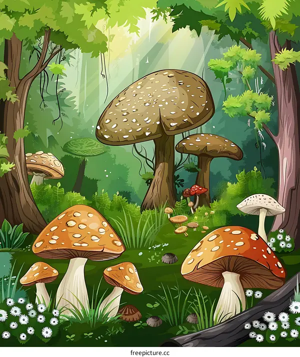 Forest Mushrooms Illustration