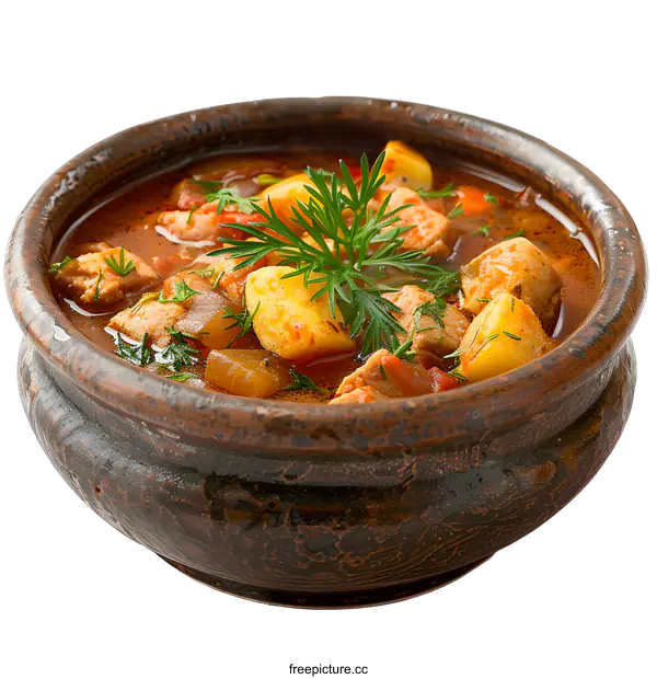 [Transparent Background PNG]Hearty Beef Stew in a Rustic Bowl