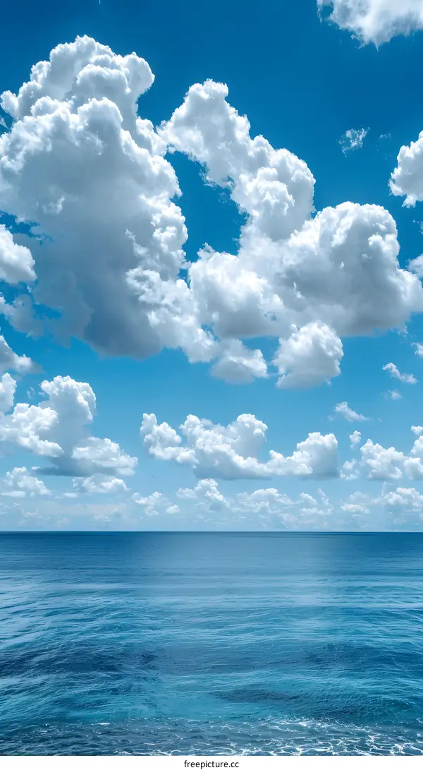 Blue sky and white clouds over the sea