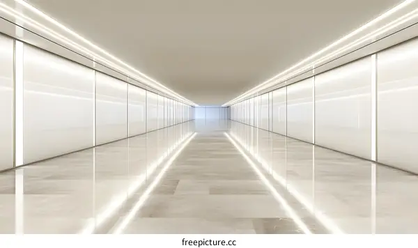 Modern White Hallway with Light Strip