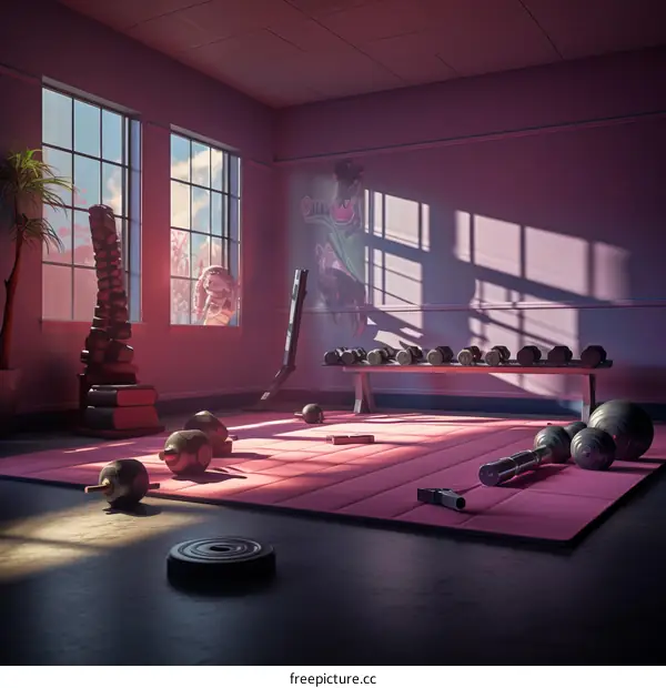 Pink and purple gym illustration