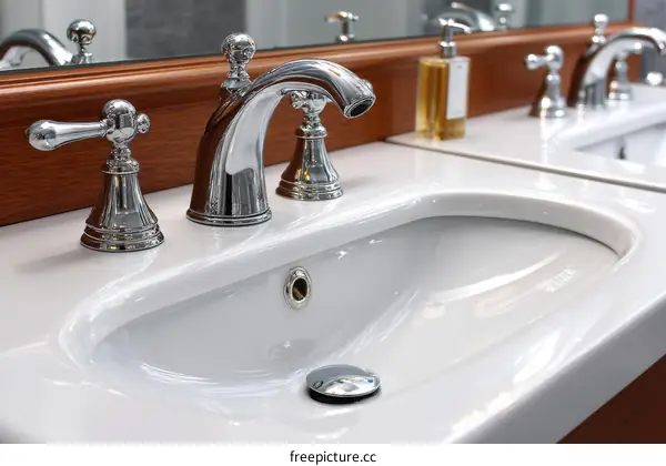 Modern Bathroom Sink with Chrome Fixtures