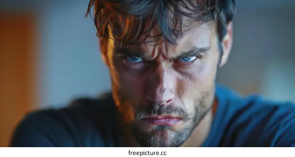 Close-up Portrait of an Angry Man