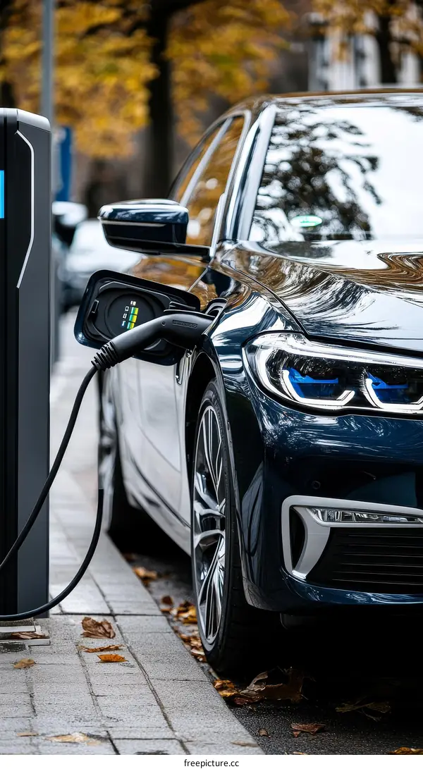 Electric Car Charging Station on City Street