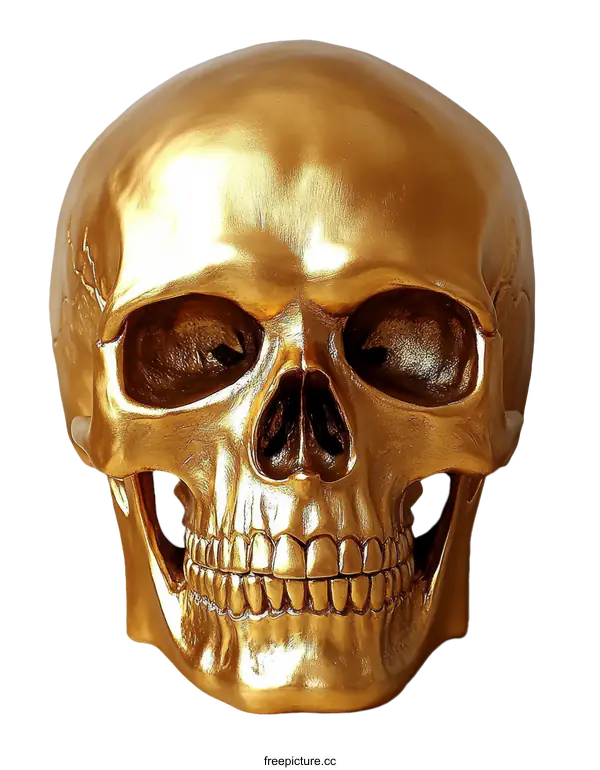 [Transparent Background PNG]Golden Skull Decorative Accent Piece