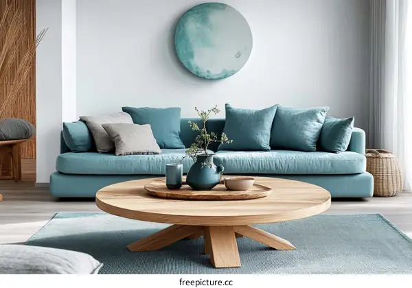 Modern Teal Living Room Interior Design