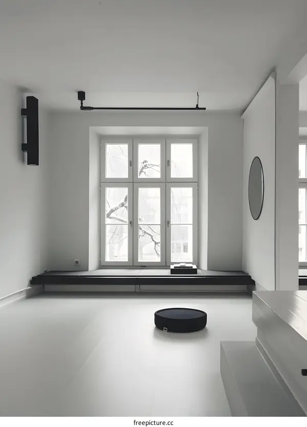 Modern Minimalist White Room Interior Design with Window View