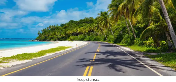 Tropical Island Road Leading to Beach
