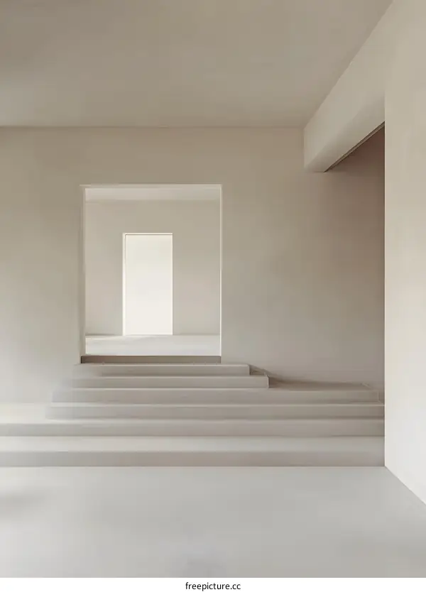 Minimalist Interior Design with White Walls and Stairs
