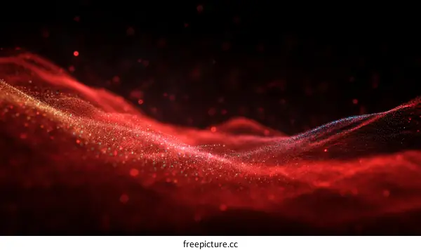 Abstract Red Digital Wave Particles Background