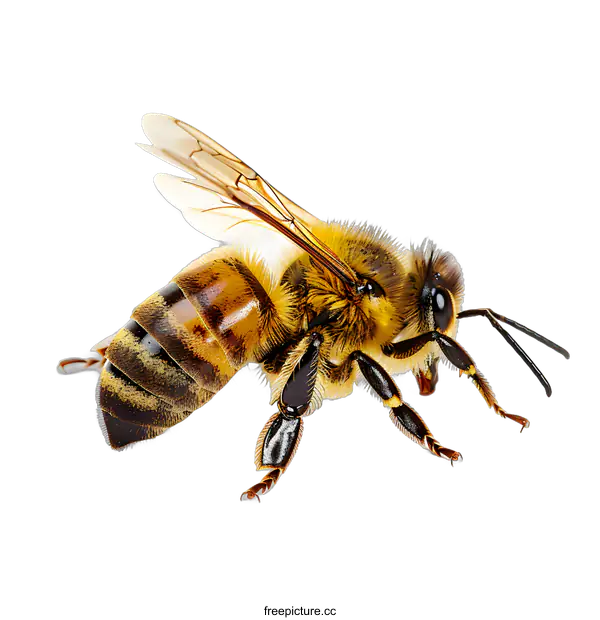 [Transparent Background PNG]Honey Bee on White Background