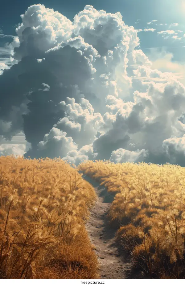 A Stunning Golden Field Path Under a Dramatic Sky