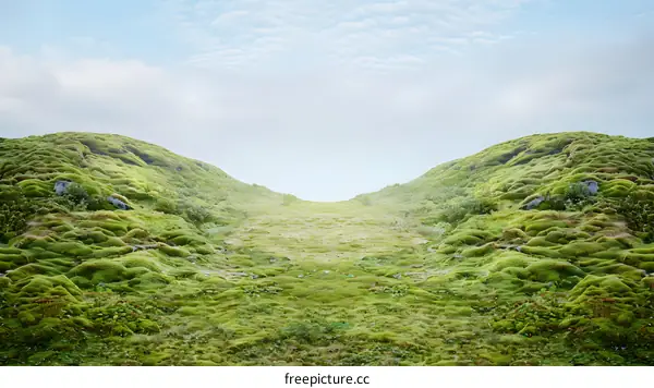 Green Grassy Hills Under A Cloudy Sky