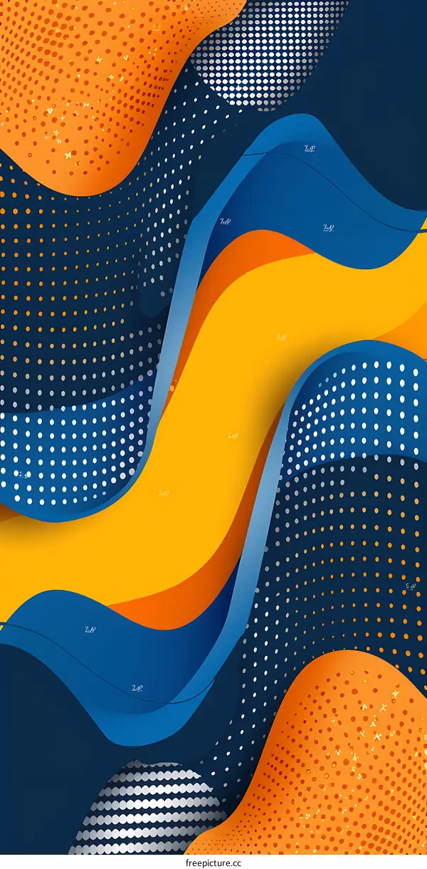 Abstract Blue Orange and White Waves Background