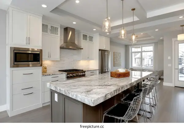 Modern Kitchen Island with Granite Countertop