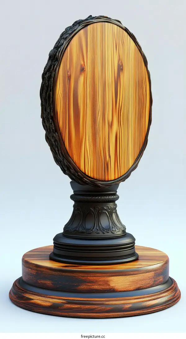 Wooden Trophy with Natural Wood Grain Design