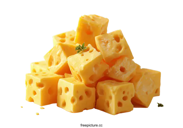 [Transparent Background PNG]Close-up of Stacked Cheese Cubes
