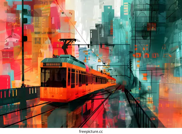 Abstract Cityscape With Train