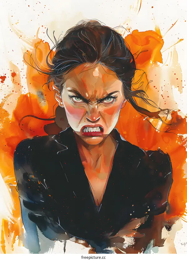 A woman with an angry expression on her face