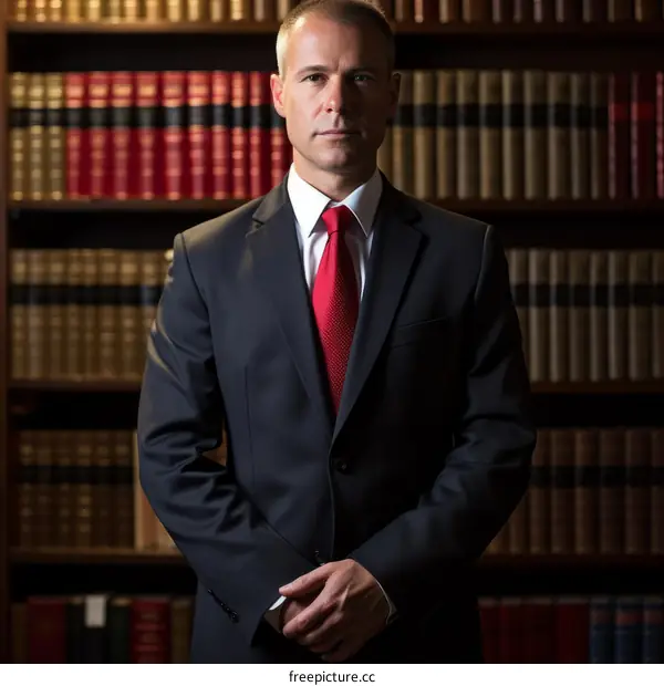 Portrait of a male librarian standing in a library