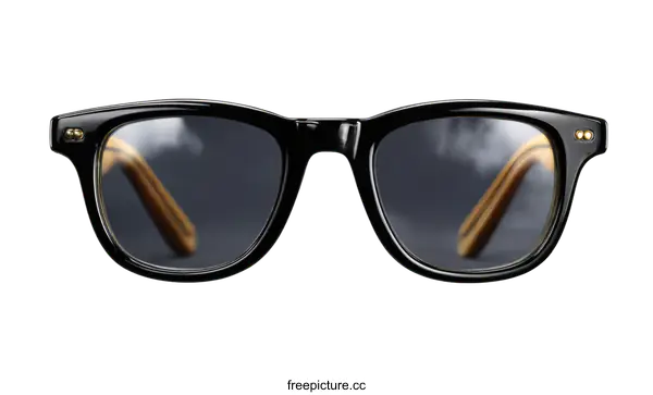 [Transparent Background PNG]Stylish Black Sunglasses with Wooden Accents