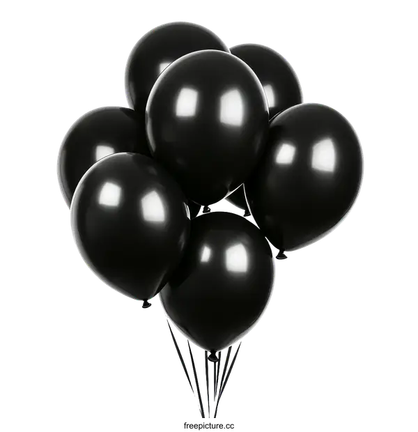 [Transparent Background PNG]Bunch of Black Balloons on White Background