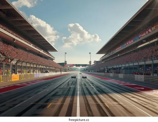 Formula One cars racing on a track