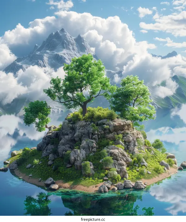 Tranquil Island on Serene Lake