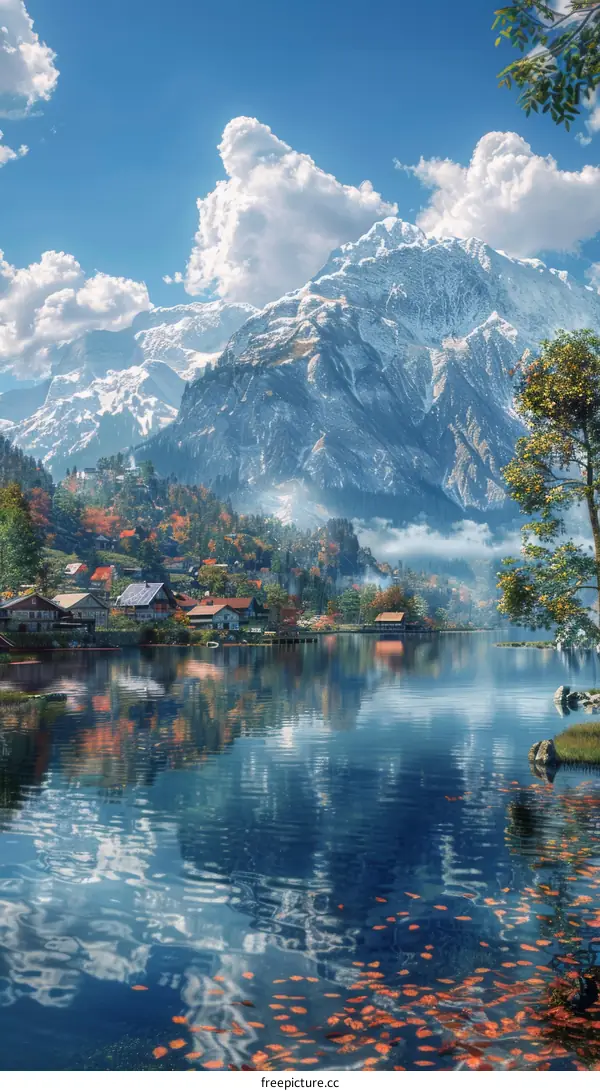Majestic Mountain Lake Scenery in Autumn
