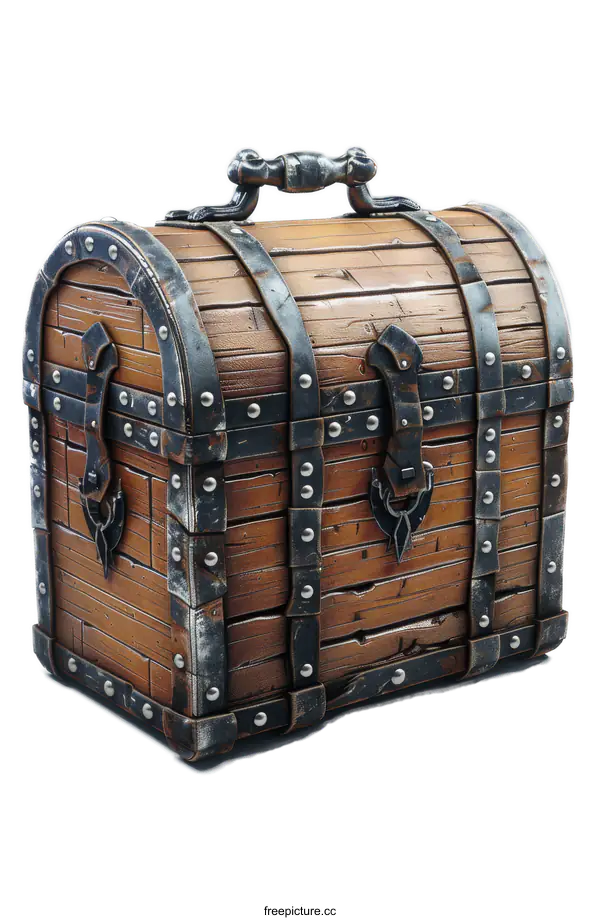[Transparent Background PNG]An illustration of a wooden treasure chest