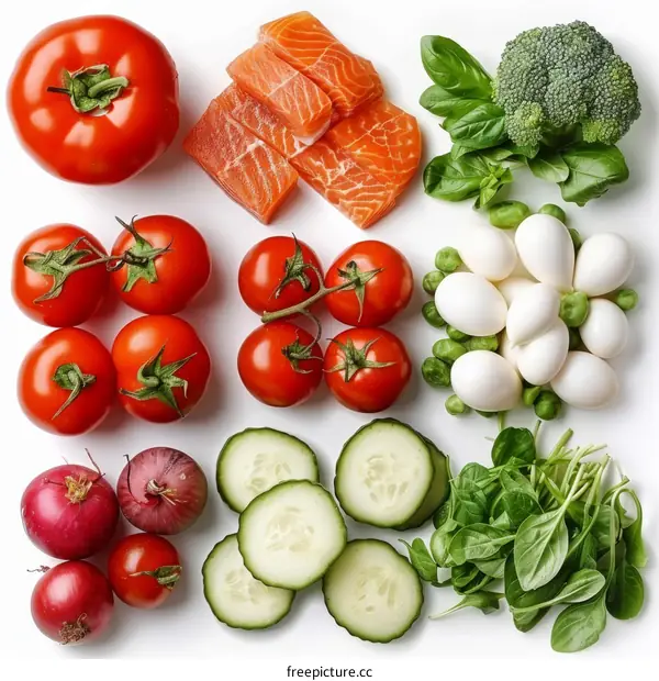 Assortment of fresh and organic ingredients for cooking healthy meals