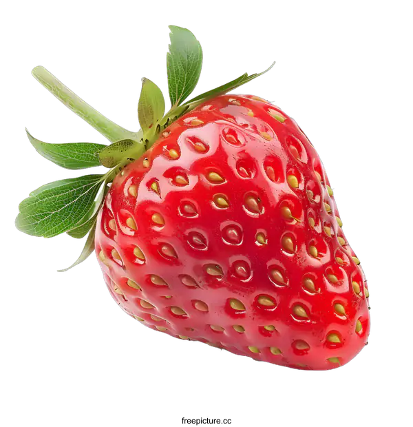 [Transparent Background PNG]Fresh Red Strawberry with Green Leaves