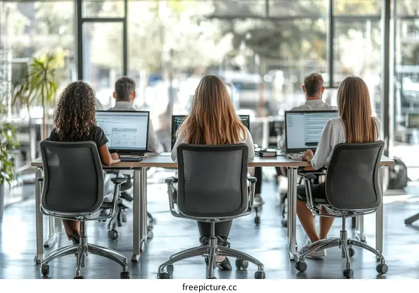Diverse Business Team Working in Modern Office Space