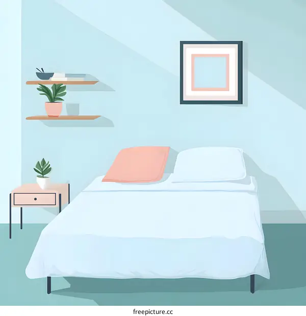 Minimalist Bedroom Interior Design With Bed And Plants