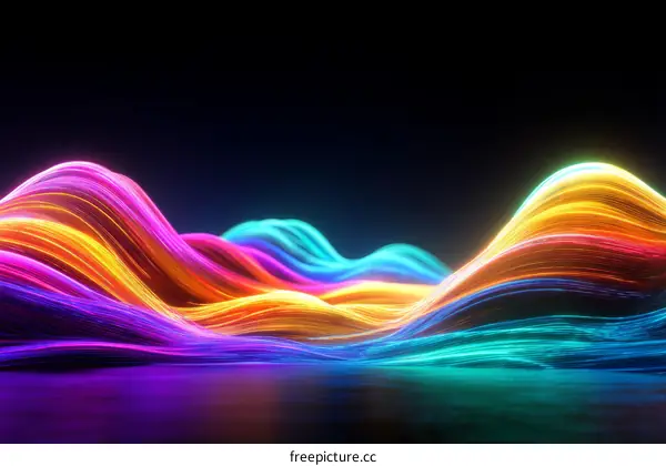 Abstract Colorful Light Waves Landscape