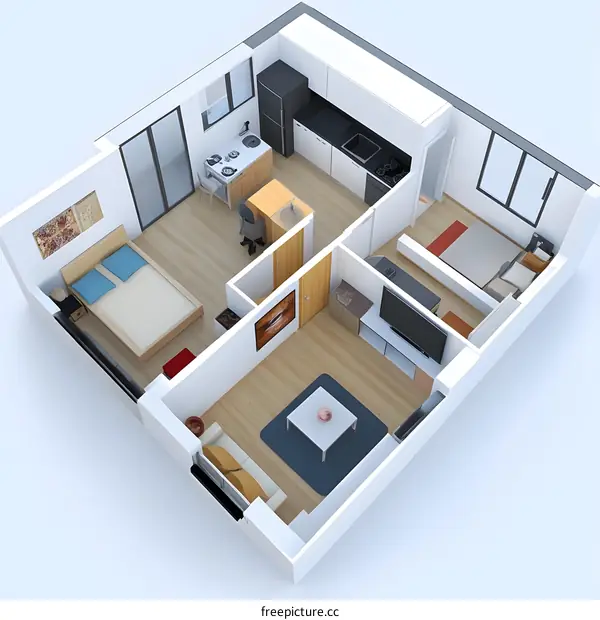 Top View of Modern Apartment Floor Plan Design